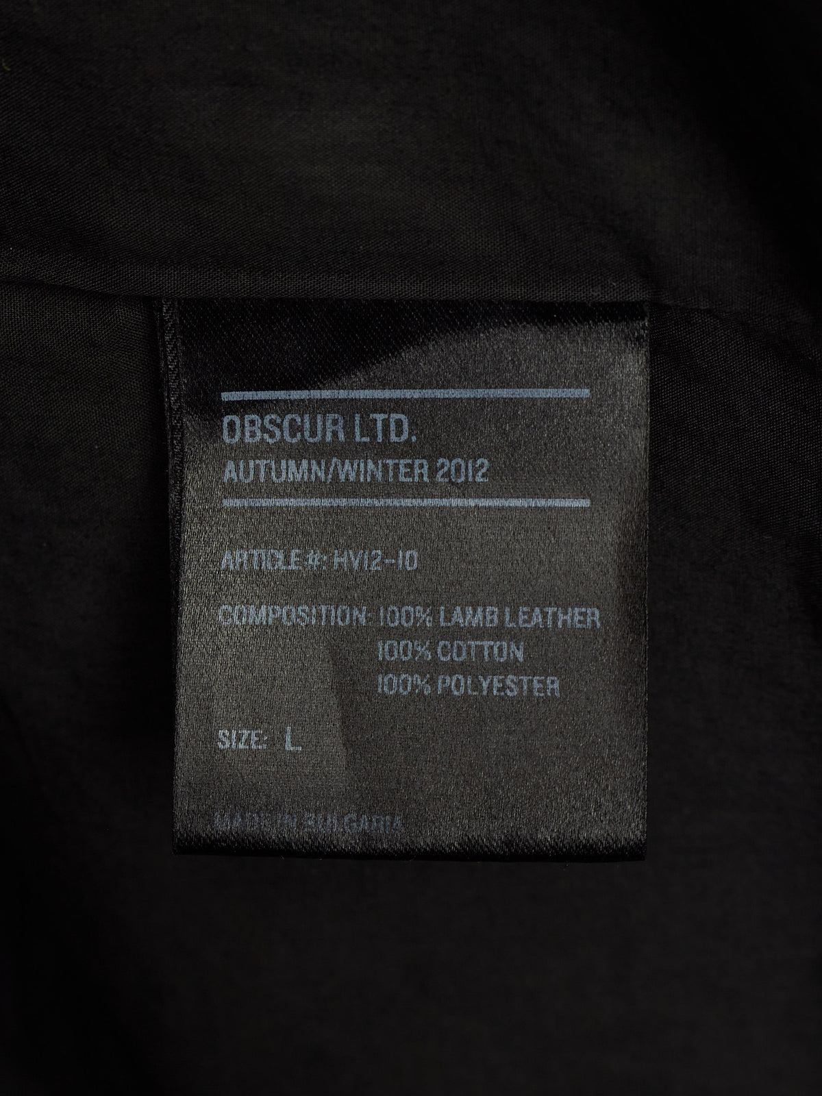 OBSCUR AW12 Black High Neck Overlock Lambskin Leather Jacket