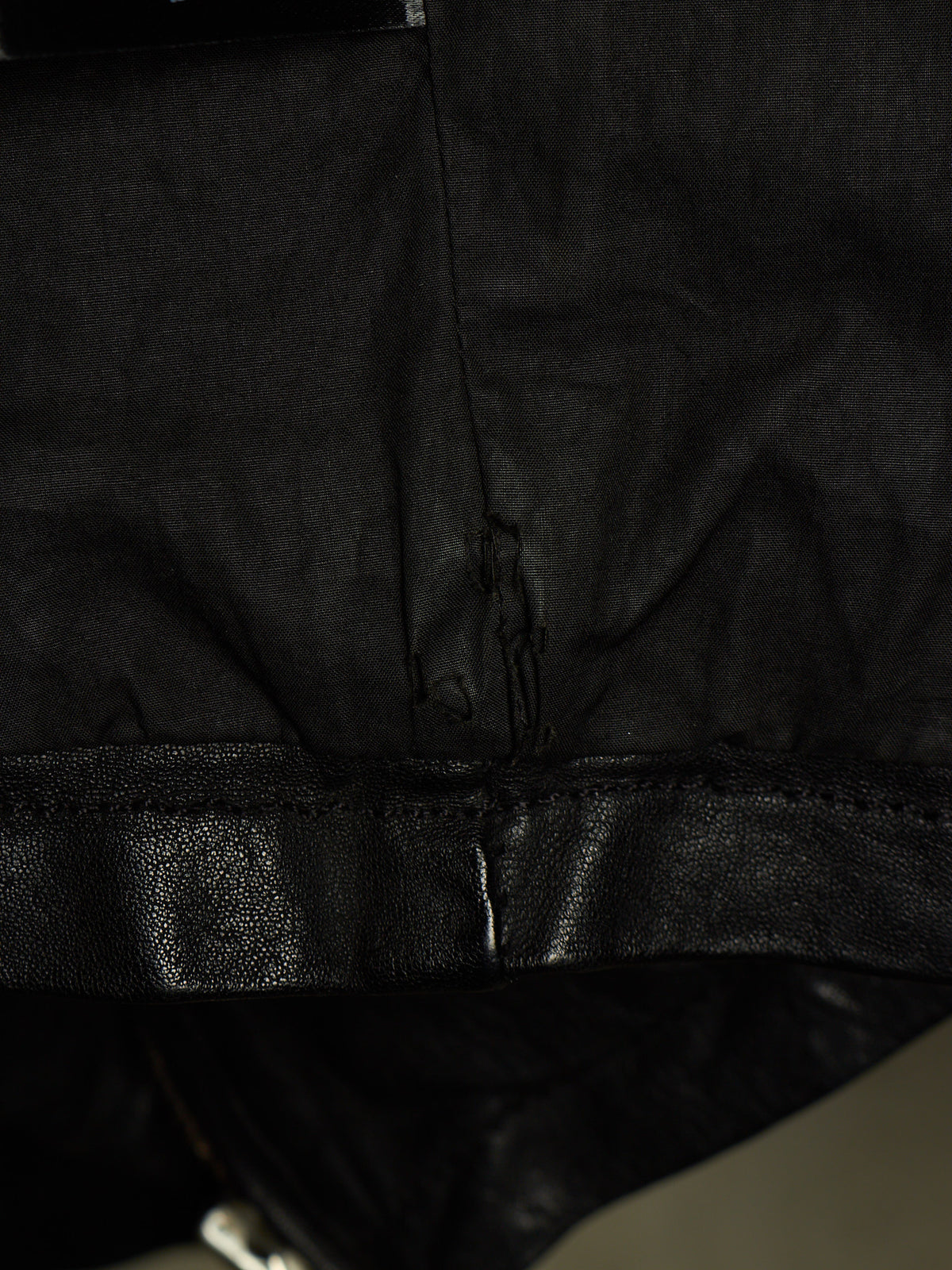 OBSCUR AW12 Black High Neck Overlock Lambskin Leather Jacket