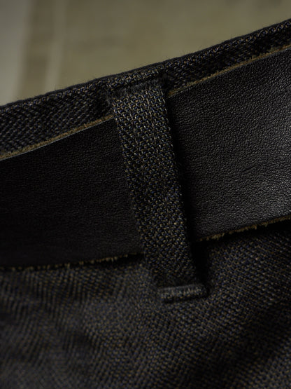 Paul Harnden Shoemakers Charcoal Grey ‘Lancashire’ Linen Belted Wide Leg Trousers