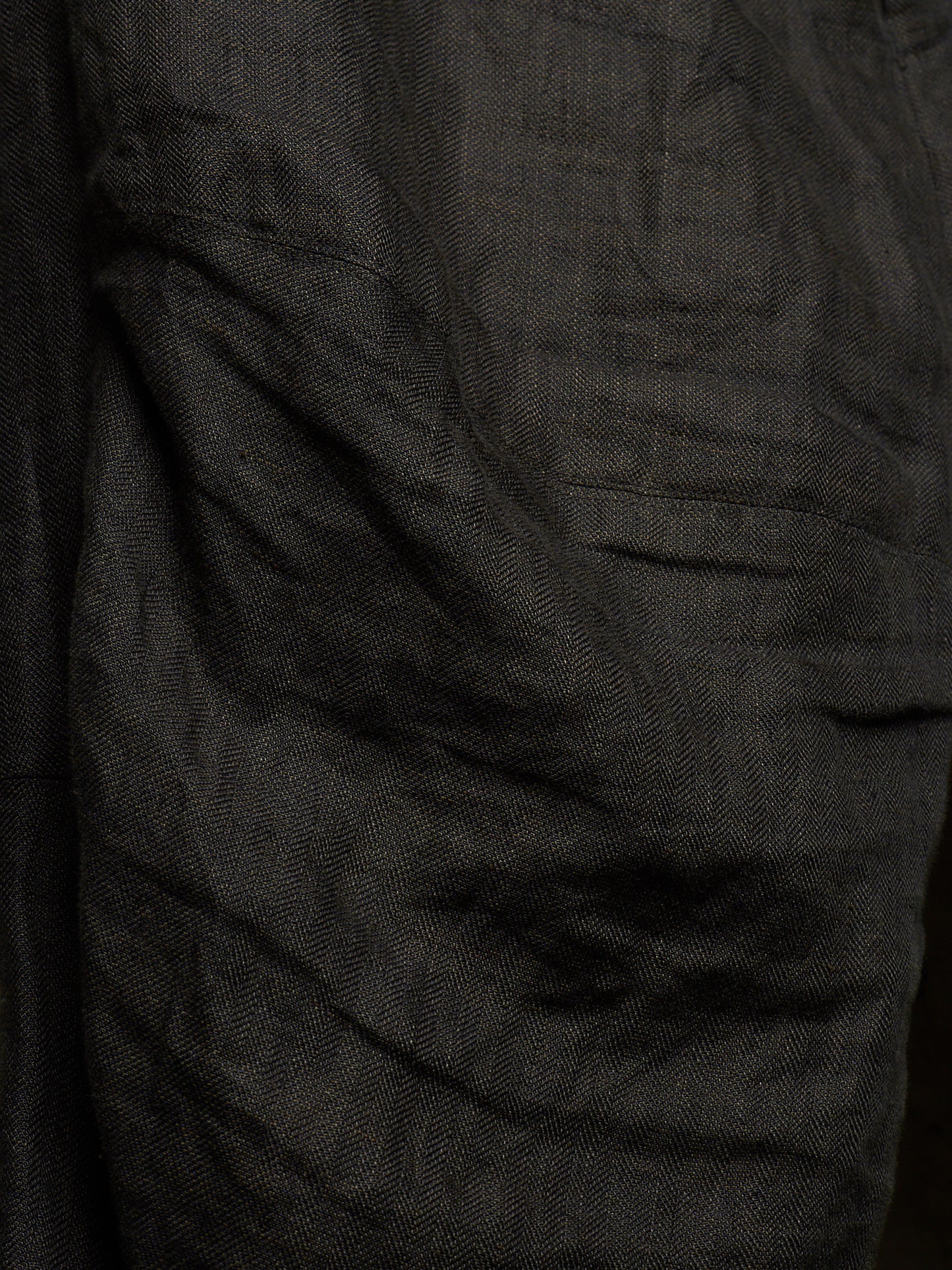Paul Harnden Shoemakers Charcoal Grey ‘Lancashire’ Linen Belted Wide Leg Trousers
