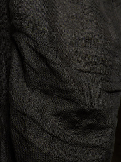 Paul Harnden Shoemakers Charcoal Grey ‘Lancashire’ Linen Belted Wide Leg Trousers
