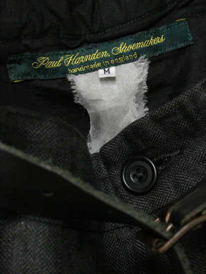 Paul Harnden Shoemakers Charcoal Grey ‘Lancashire’ Linen Belted Wide Leg Trousers