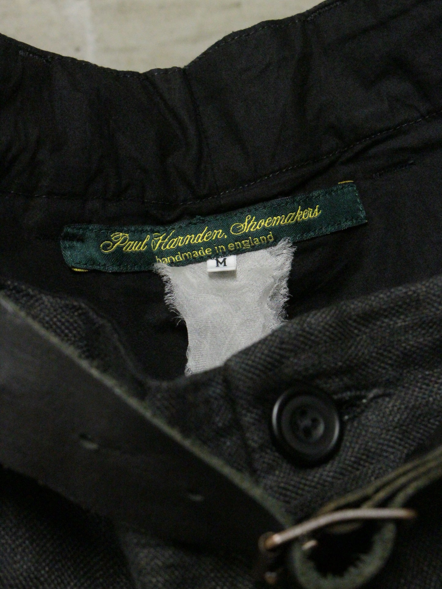 Paul Harnden Shoemakers Charcoal Grey ‘Lancashire’ Linen Belted Wide Leg Trousers