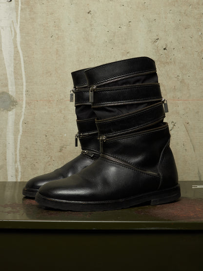 RAF SIMONS AW06-07 "Ashes & Heroes" Accordion Multi-Zip Leather Boots