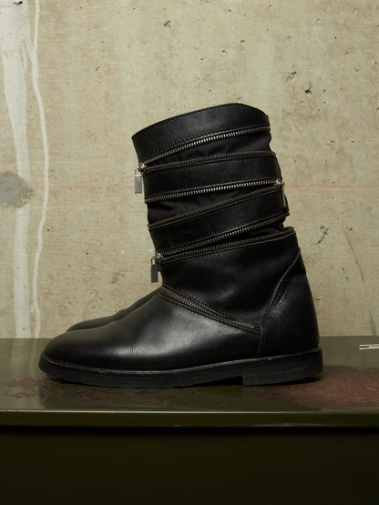 RAF SIMONS AW06-07 "Ashes & Heroes" Accordion Multi-Zip Leather Boots