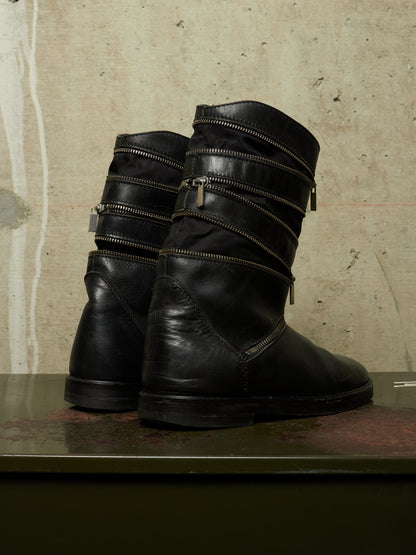 RAF SIMONS AW06-07 "Ashes & Heroes" Accordion Multi-Zip Leather Boots