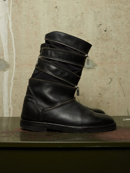 RAF SIMONS AW06-07 "Ashes & Heroes" Accordion Multi-Zip Leather Boots