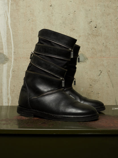 RAF SIMONS AW06-07 "Ashes & Heroes" Accordion Multi-Zip Leather Boots