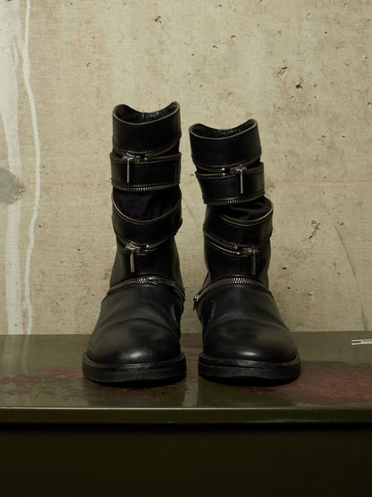 RAF SIMONS AW06-07 "Ashes & Heroes" Accordion Multi-Zip Leather Boots