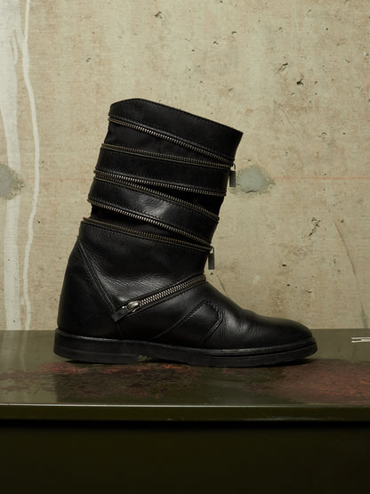 RAF SIMONS AW06-07 "Ashes & Heroes" Accordion Multi-Zip Leather Boots