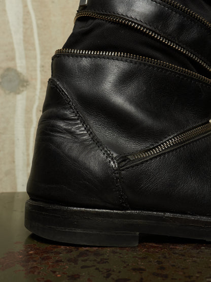 RAF SIMONS AW06-07 "Ashes & Heroes" Accordion Multi-Zip Leather Boots