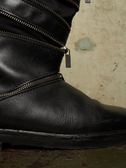 RAF SIMONS AW06-07 "Ashes & Heroes" Accordion Multi-Zip Leather Boots