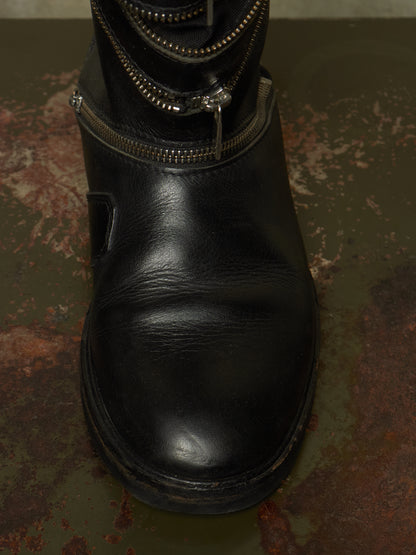 RAF SIMONS AW06-07 "Ashes & Heroes" Accordion Multi-Zip Leather Boots