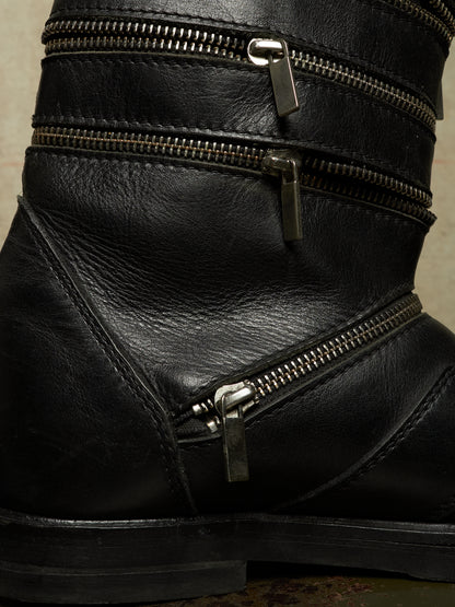 RAF SIMONS AW06-07 "Ashes & Heroes" Accordion Multi-Zip Leather Boots