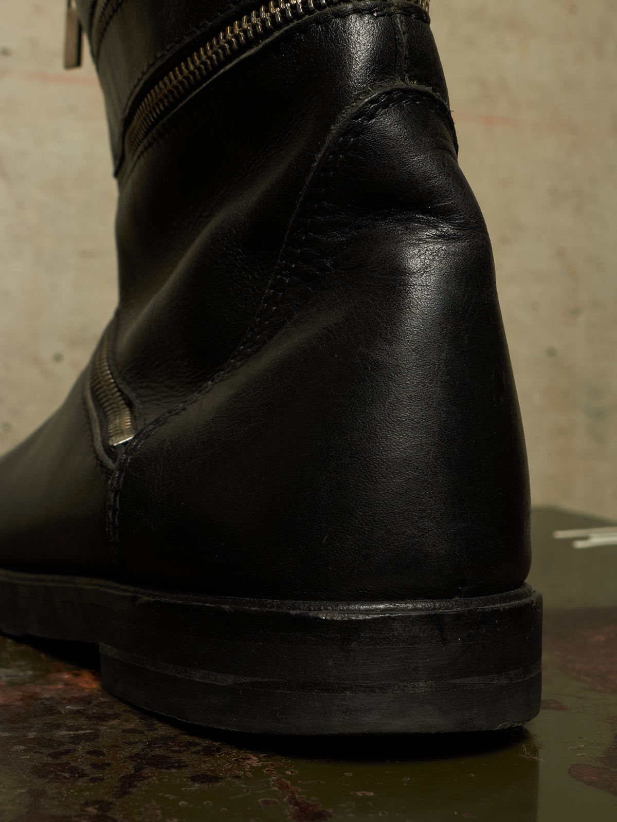 RAF SIMONS AW06-07 "Ashes & Heroes" Accordion Multi-Zip Leather Boots