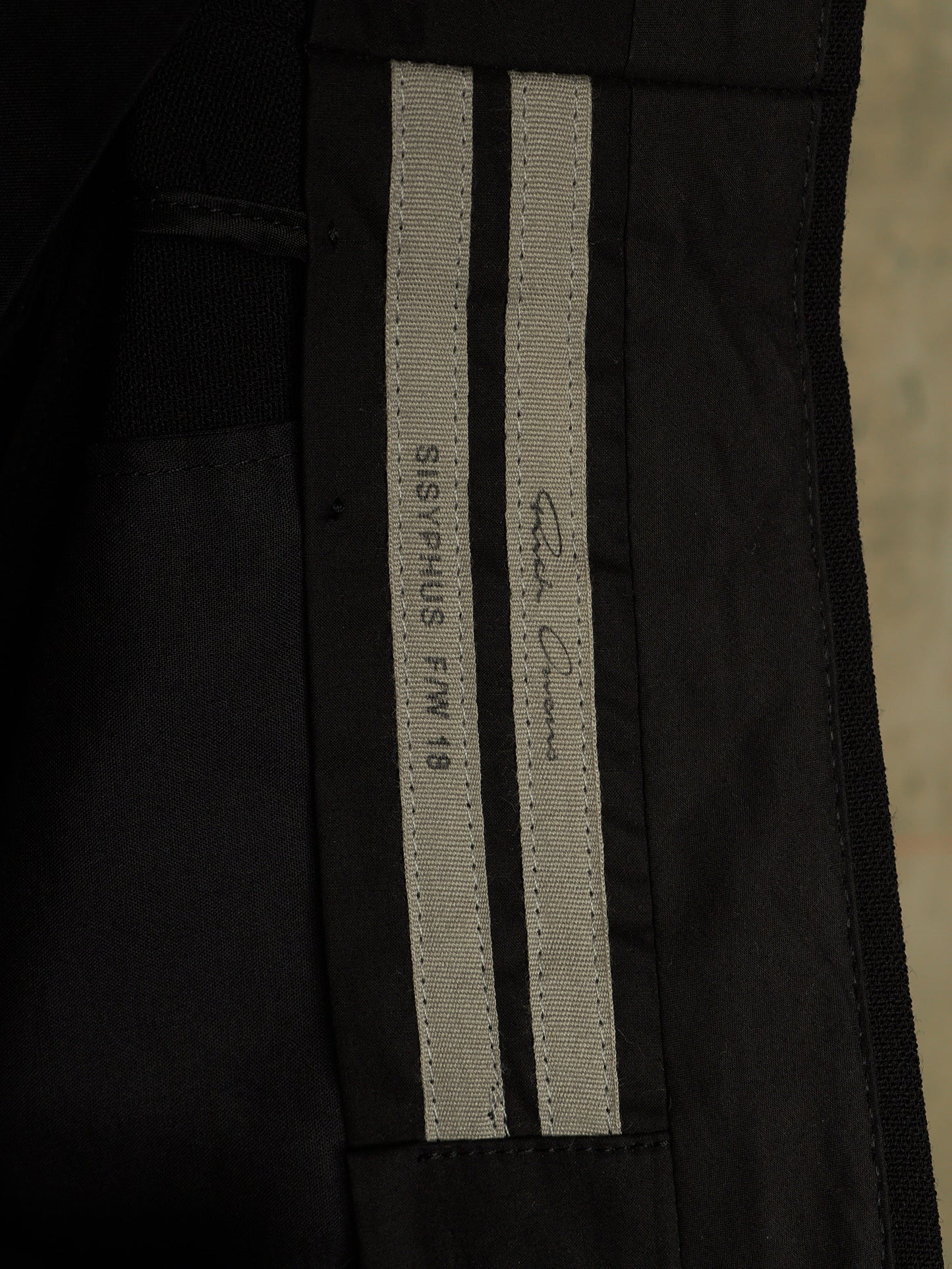 Rick Owens AW18 "SISYPHUS" Wool Tuxedo Stripe Wide Leg Trousers