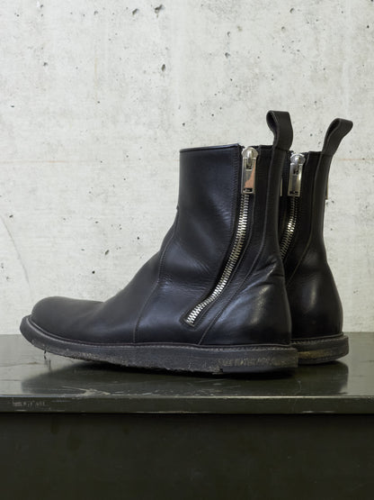 Rick Owens AW13 “PLINTH” Dual Zip Crepe Sole Calf Leather Boots