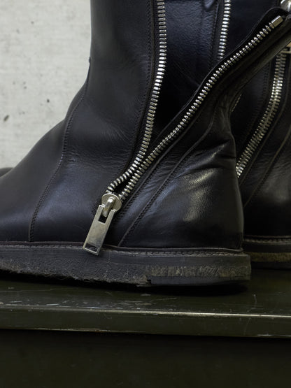Rick Owens AW13 “PLINTH” Dual Zip Crepe Sole Calf Leather Boots