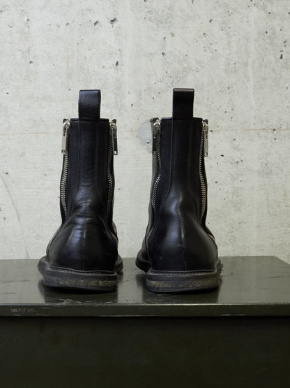 Rick Owens AW13 “PLINTH” Dual Zip Crepe Sole Calf Leather Boots