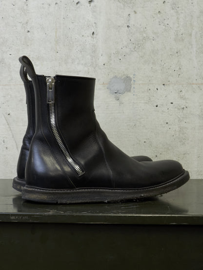 Rick Owens AW13 “PLINTH” Dual Zip Crepe Sole Calf Leather Boots