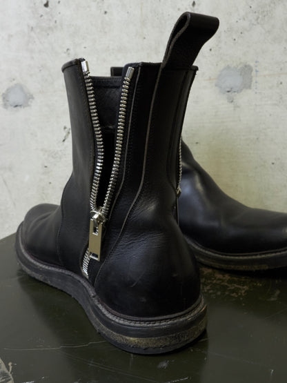 Rick Owens AW13 “PLINTH” Dual Zip Crepe Sole Calf Leather Boots