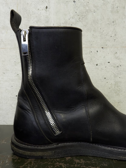 Rick Owens AW13 “PLINTH” Dual Zip Crepe Sole Calf Leather Boots