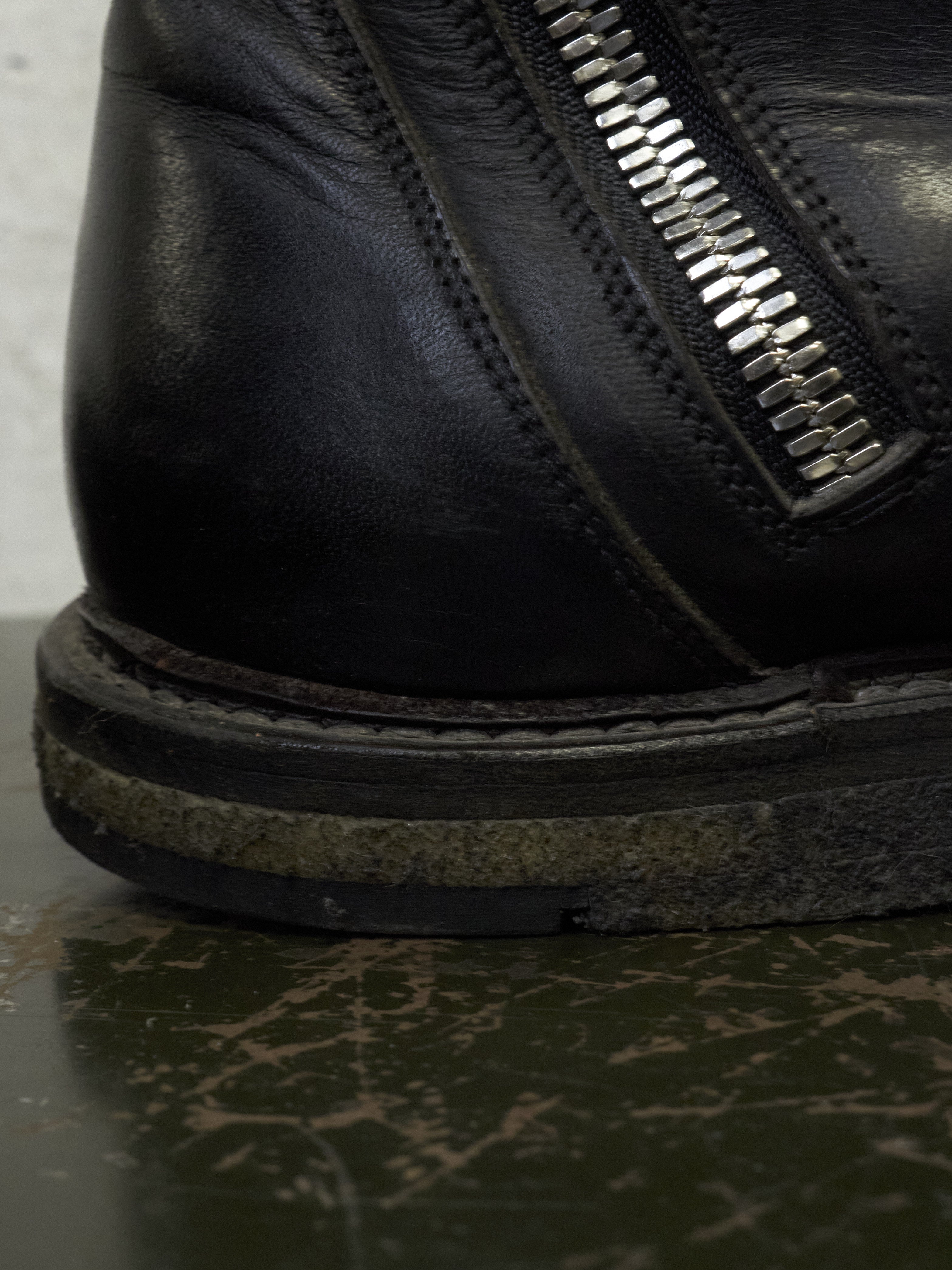Rick Owens AW13 Zip Crepe Sole Calf Leather Boots | DRIEW