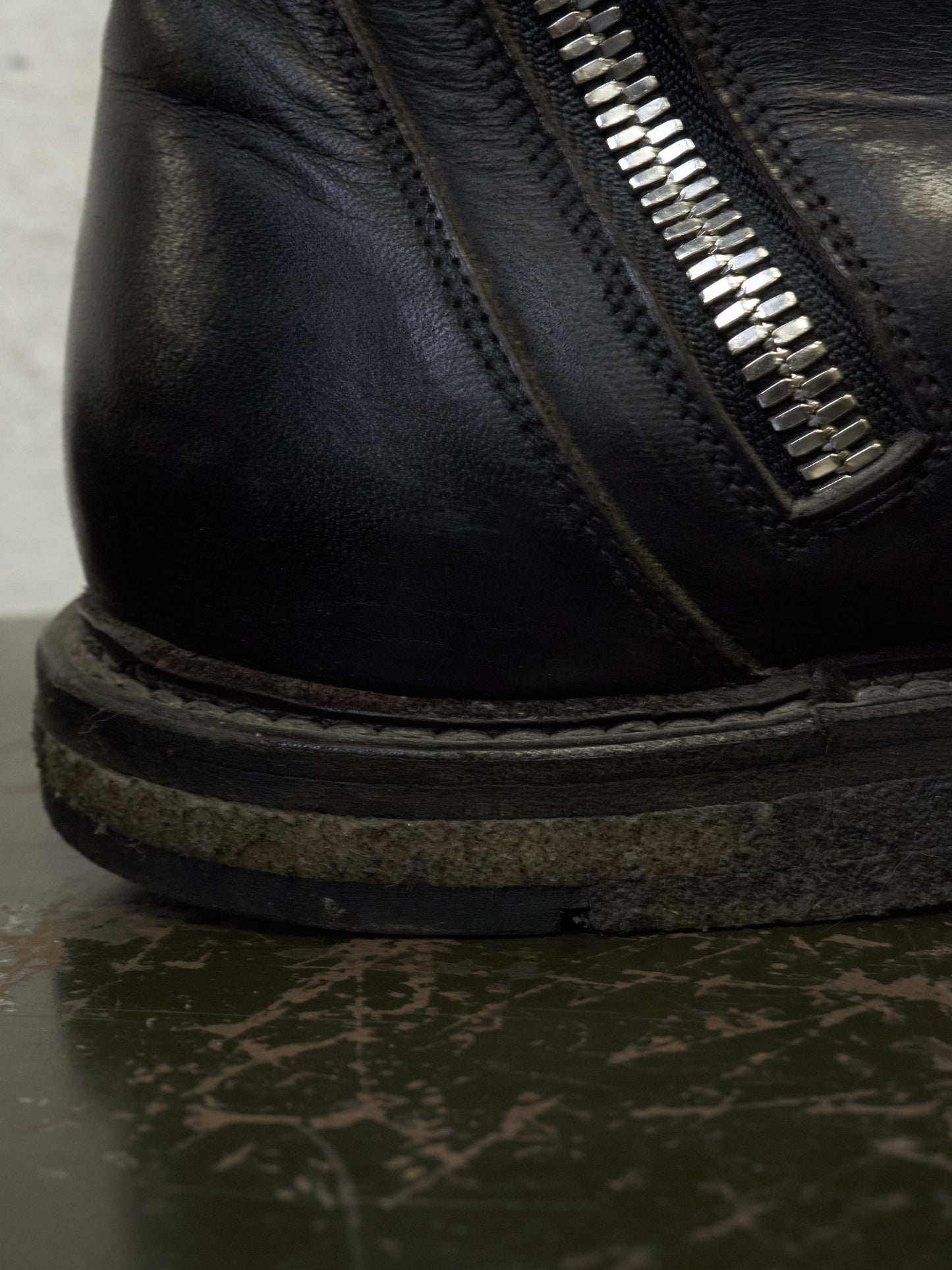 Rick Owens AW13 “PLINTH” Dual Zip Crepe Sole Calf Leather Boots
