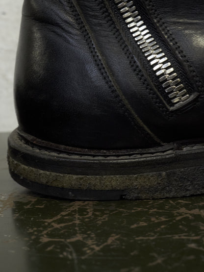 Rick Owens AW13 “PLINTH” Dual Zip Crepe Sole Calf Leather Boots