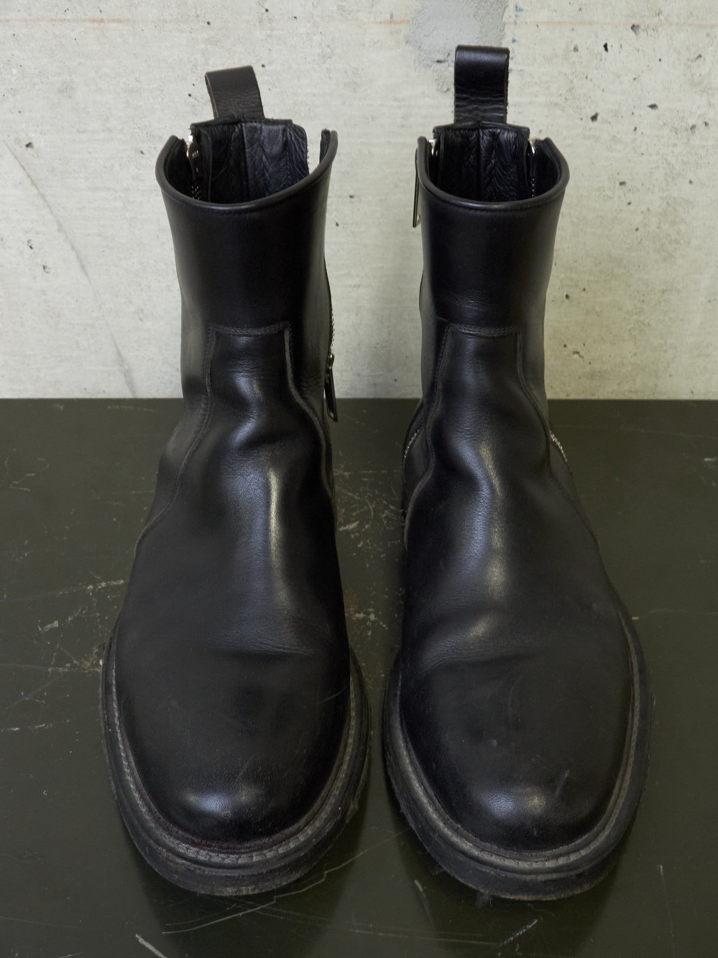 Rick Owens AW13 “PLINTH” Dual Zip Crepe Sole Calf Leather Boots