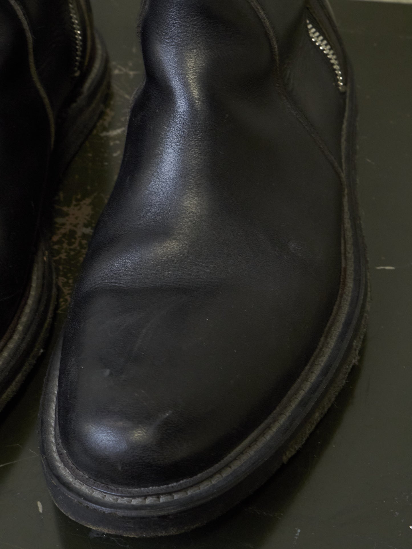 Rick Owens AW13 “PLINTH” Dual Zip Crepe Sole Calf Leather Boots
