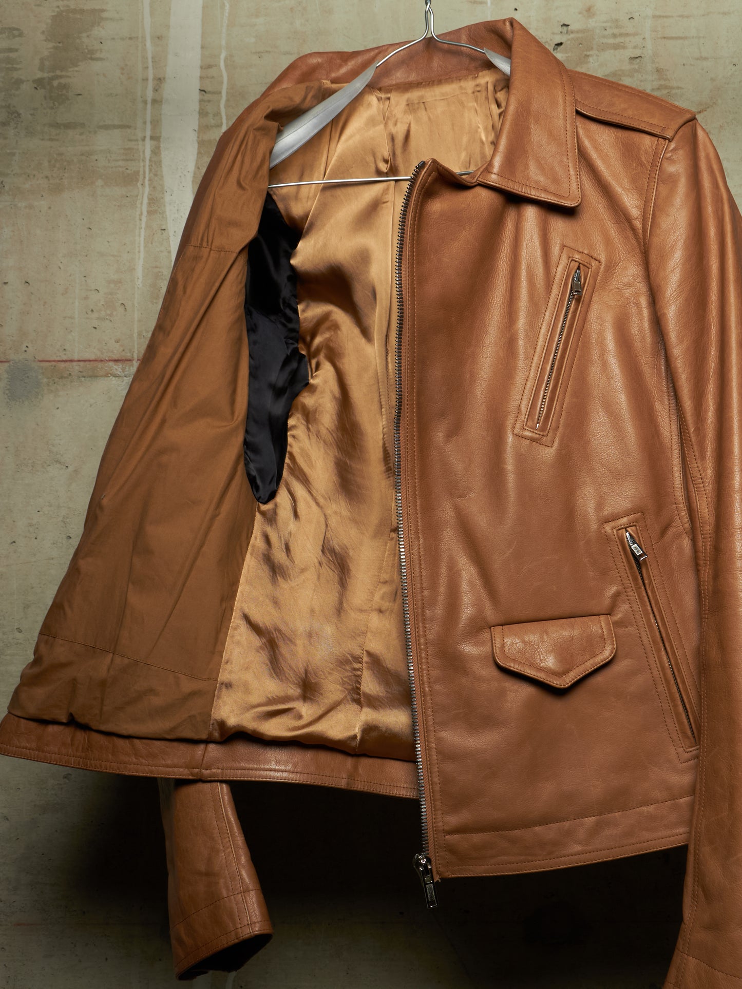 Rick Owens AW16 "MASTODON" CAMEL Heavy Calfskin Leather Stooges Jacket