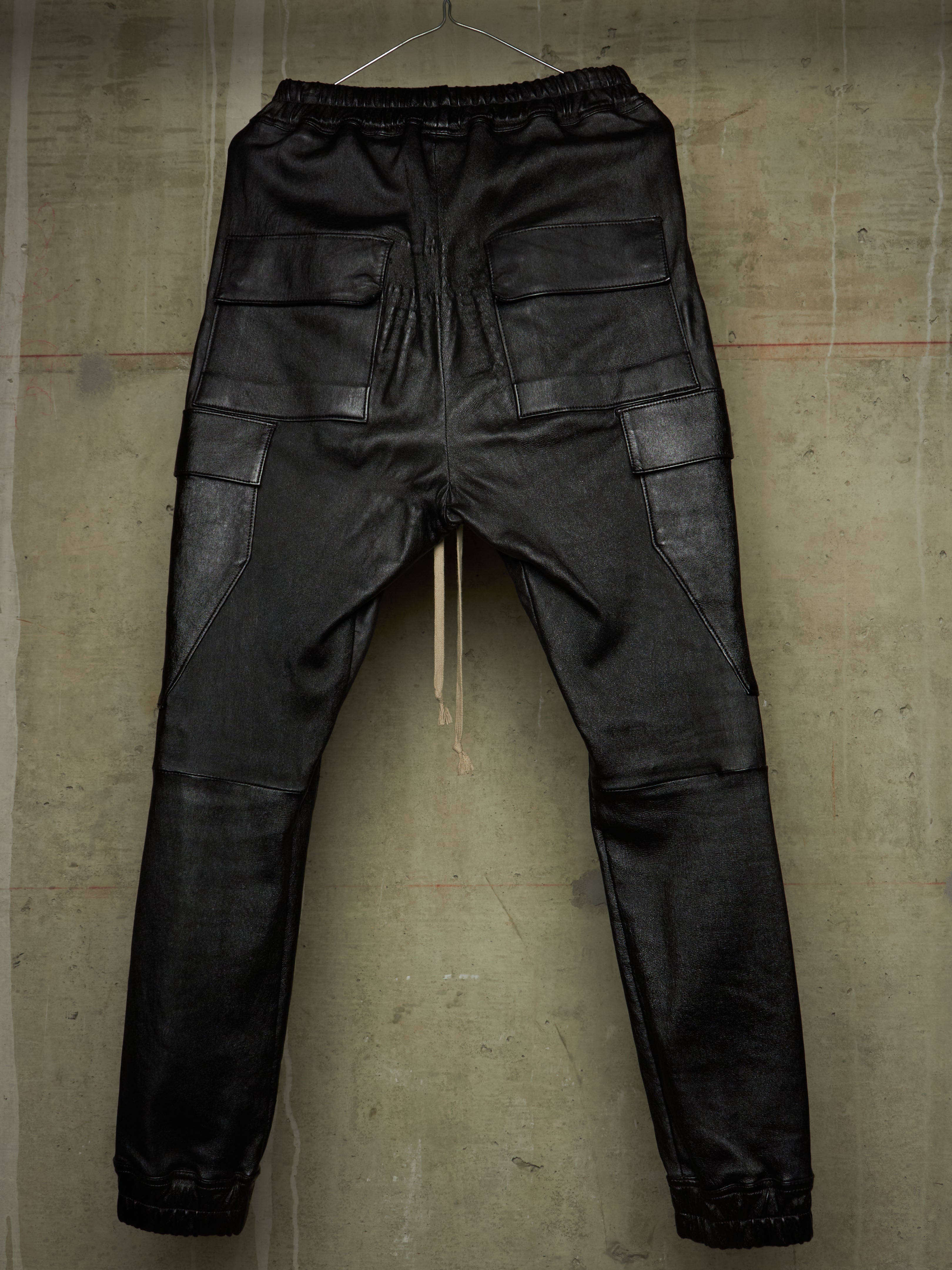 Rick Owens AW19 Larry Lambskin Leather Cargo Joggers 40 – DRIEW