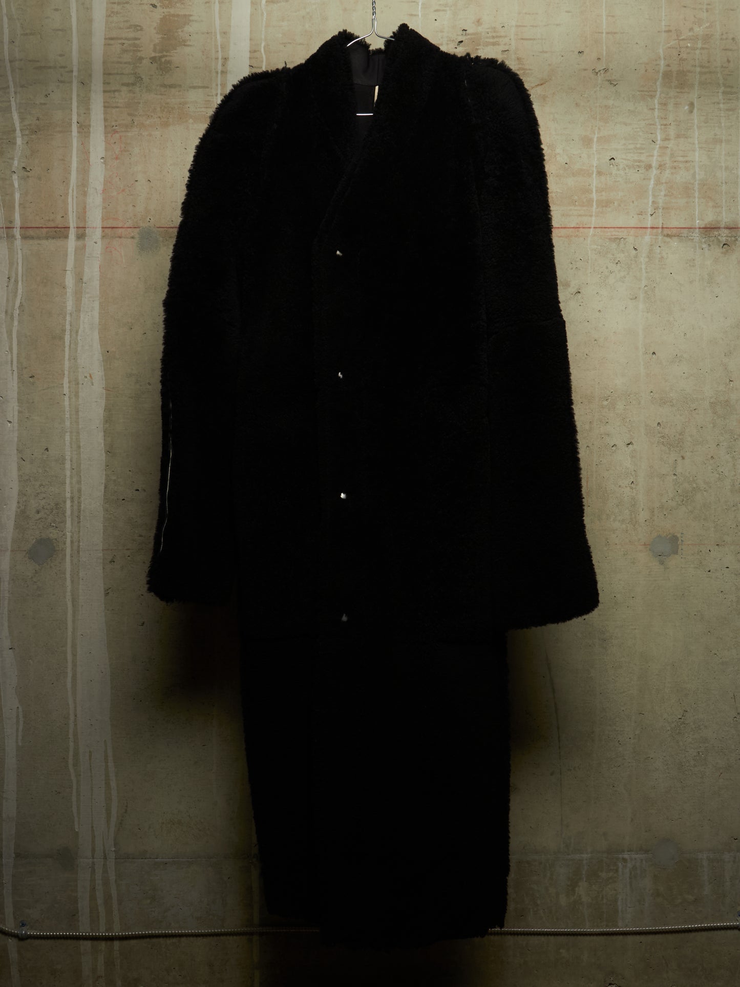 Rick Owens AW19 "LARRY" Legaspi Black Lamb Shearling Coat