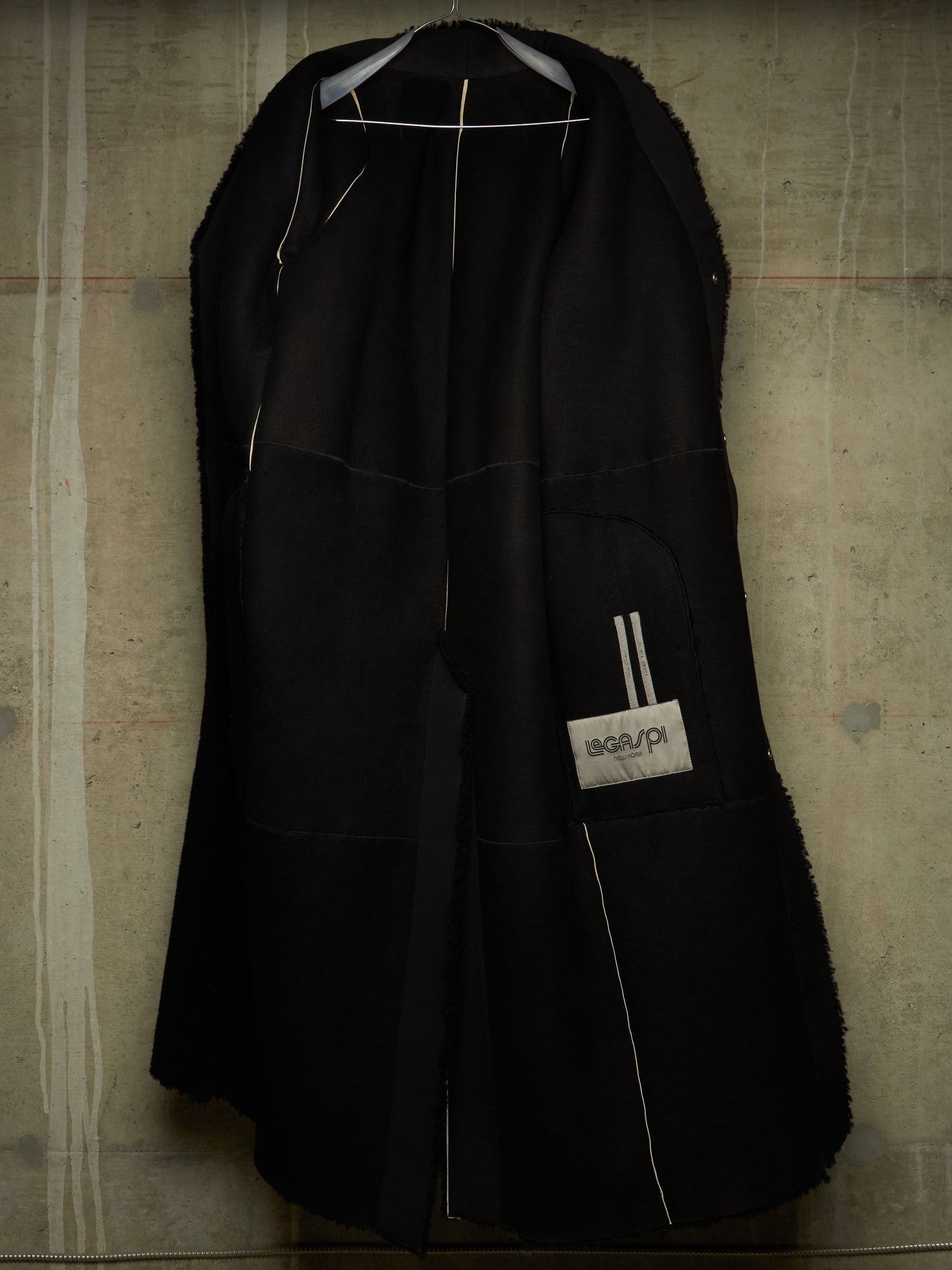 Rick Owens AW19 "LARRY" Legaspi Black Lamb Shearling Coat