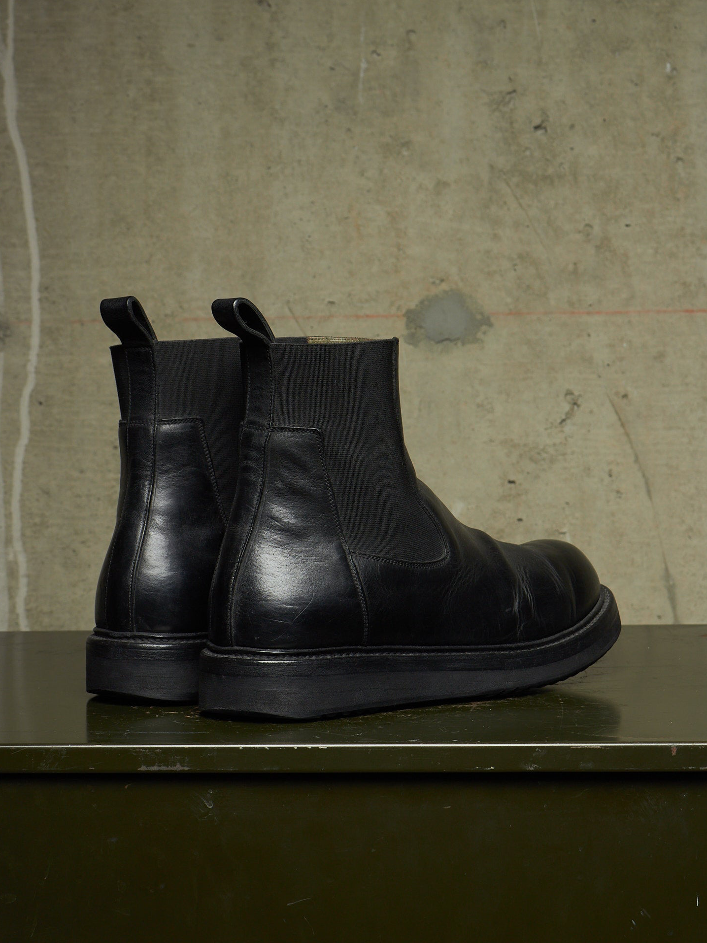 Rick Owens AW20 "PERFORMA" Calf Leather Elastic Creeper Chelsea Boots