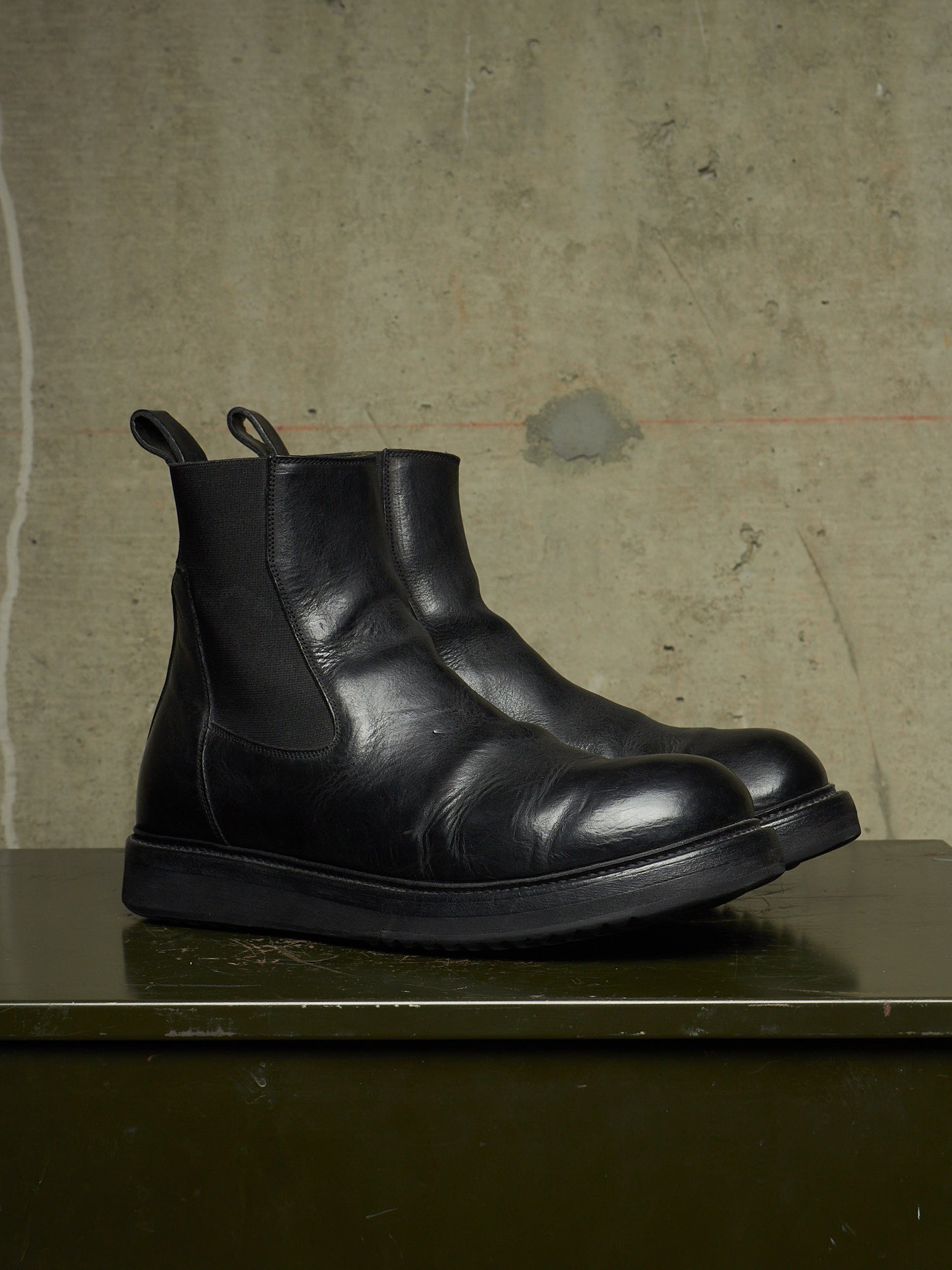 Rick Owens AW20 "PERFORMA" Calf Leather Elastic Creeper Chelsea Boots