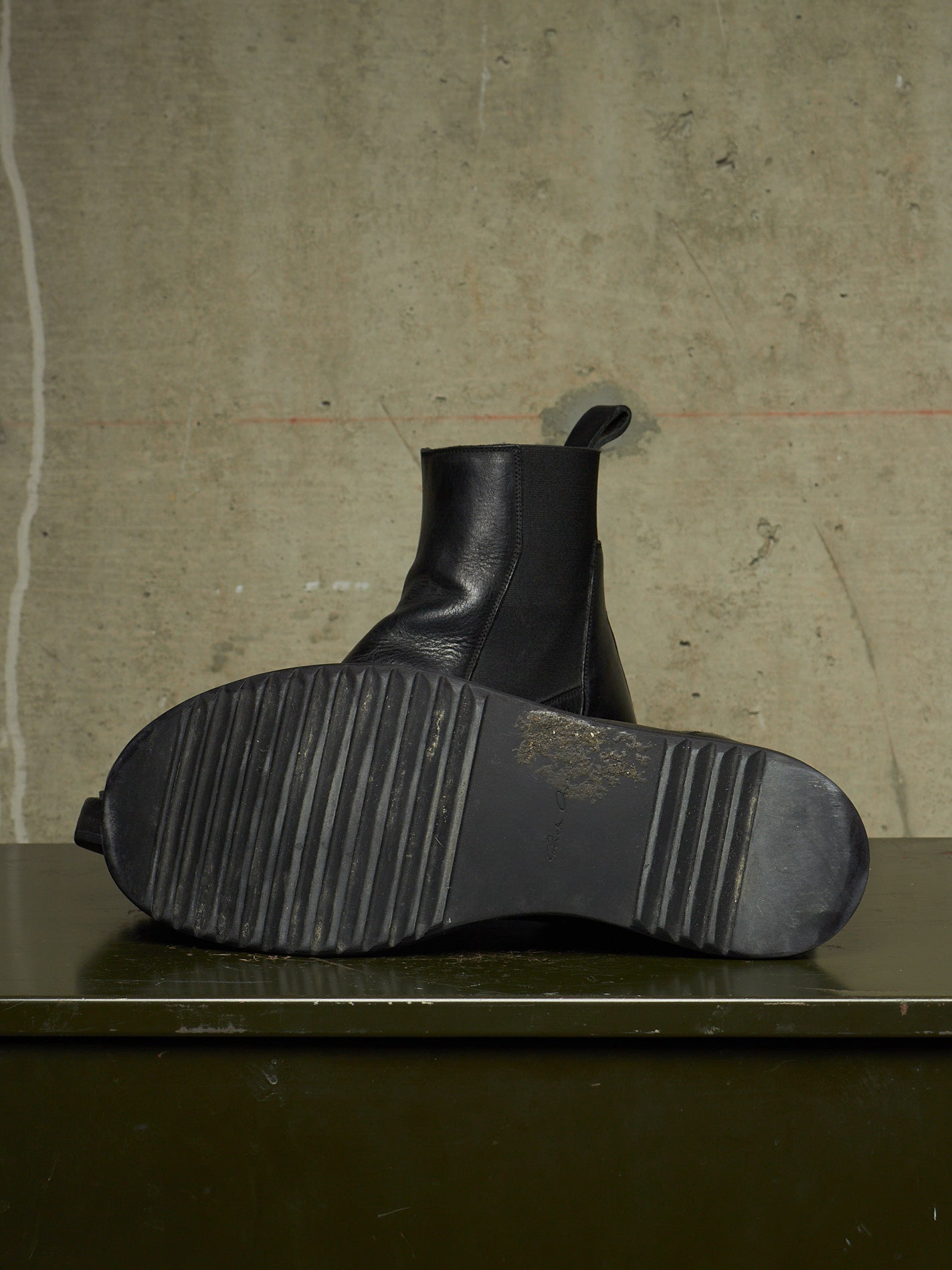 Rick Owens AW20 "PERFORMA" Calf Leather Elastic Creeper Chelsea Boots