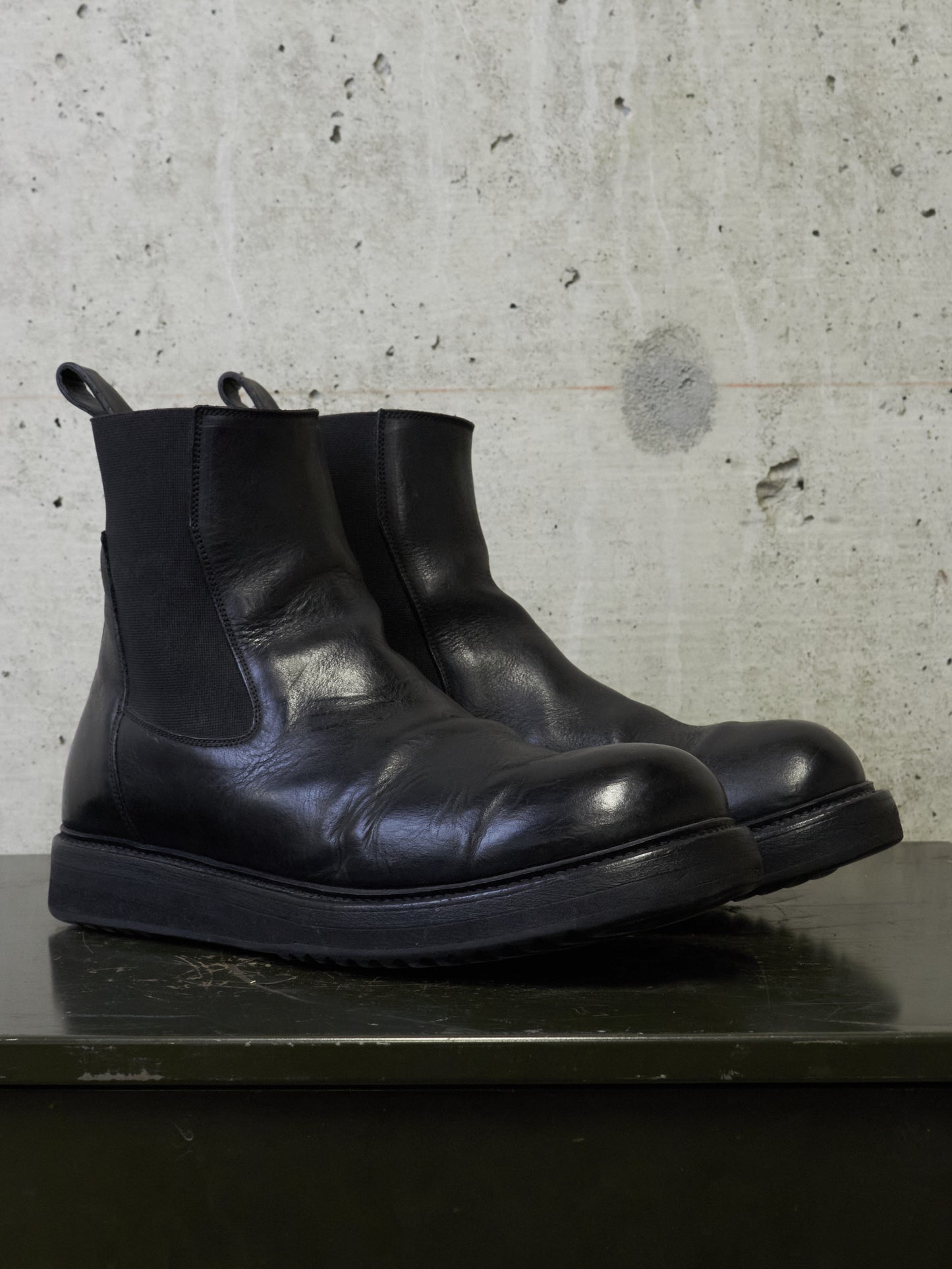Rick Owens AW20 "PERFORMA" Calf Leather Elastic Creeper Chelsea Boots