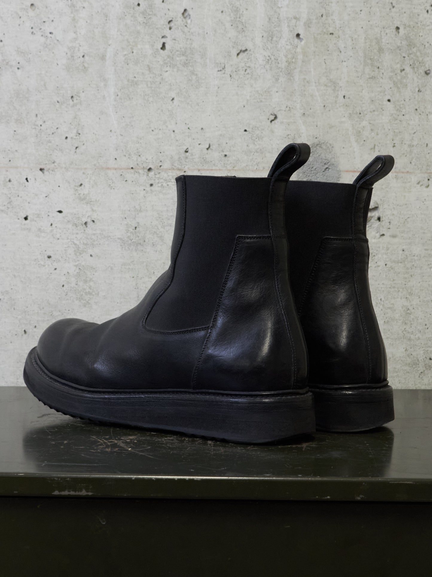 Rick Owens AW20 "PERFORMA" Calf Leather Elastic Creeper Chelsea Boots