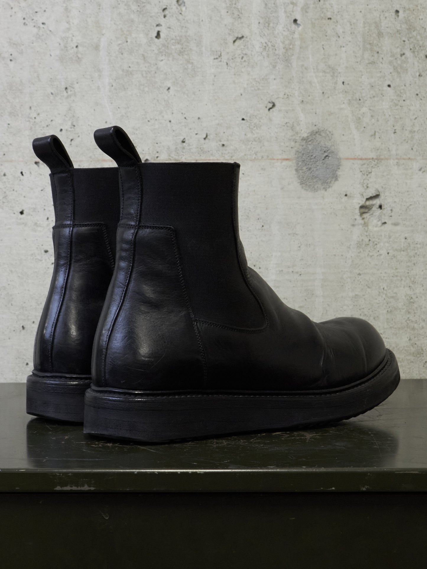 Rick Owens AW20 "PERFORMA" Calf Leather Elastic Creeper Chelsea Boots
