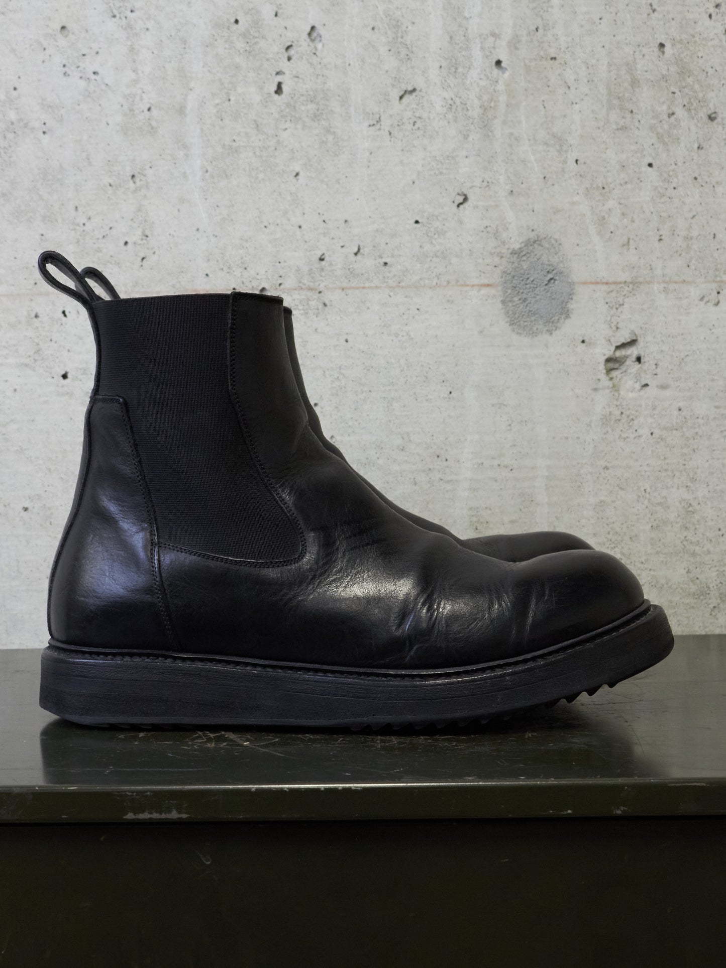 Rick Owens AW20 "PERFORMA" Calf Leather Elastic Creeper Chelsea Boots