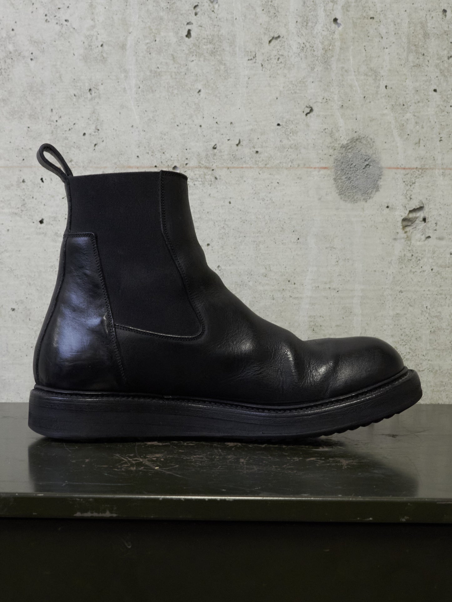 Rick Owens AW20 "PERFORMA" Calf Leather Elastic Creeper Chelsea Boots