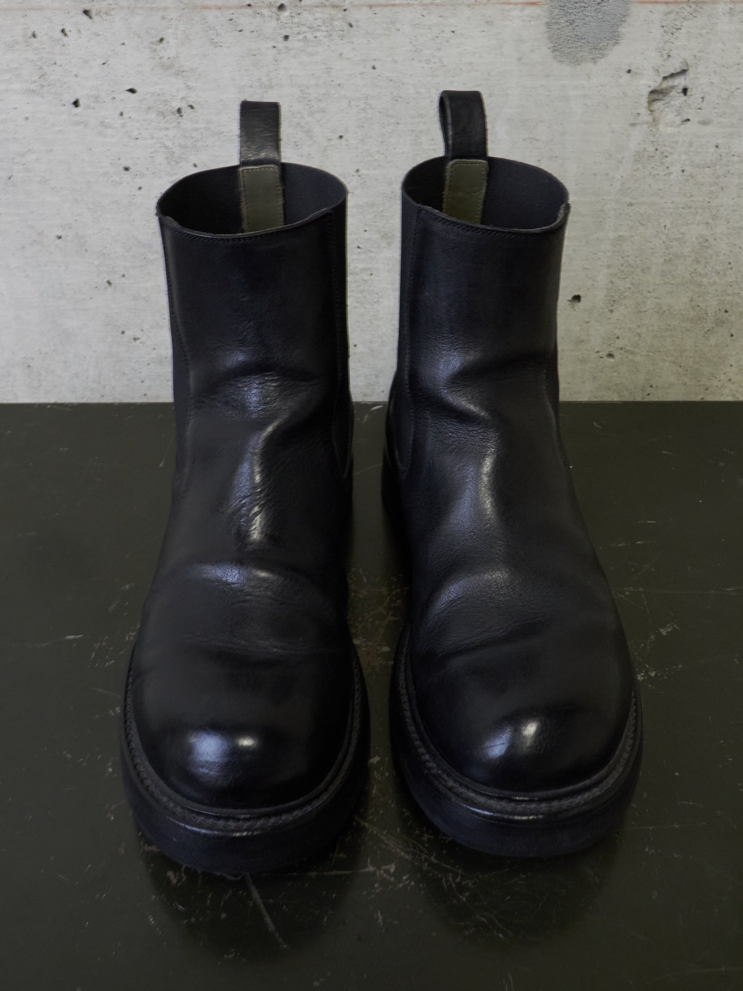 Rick Owens AW20 "PERFORMA" Calf Leather Elastic Creeper Chelsea Boots