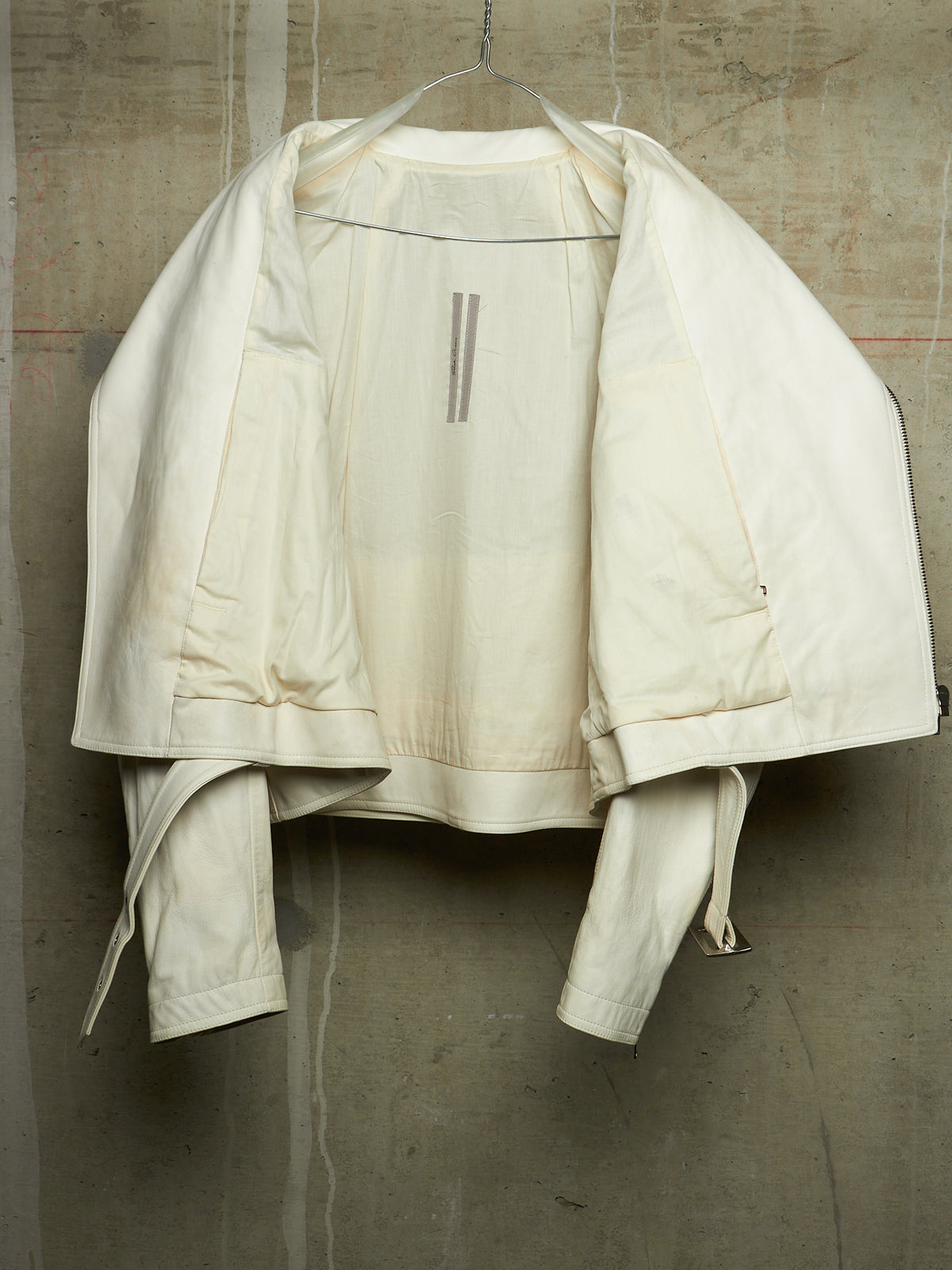 Rick Owens AW25 "CONCORDIANS" MILK Cropped Jumbo Bauhaus Stooges Lamb Leather Jacket