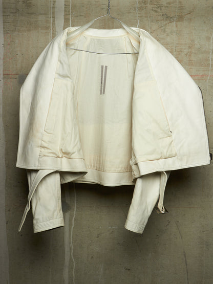 Rick Owens AW25 "CONCORDIANS" MILK Cropped Jumbo Bauhaus Stooges Lamb Leather Jacket