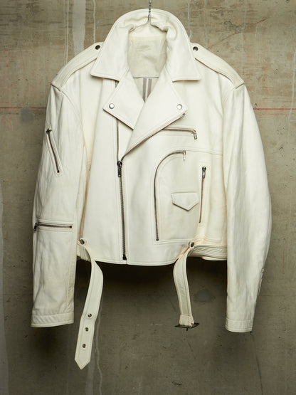 Rick Owens AW25 "CONCORDIANS" MILK Cropped Jumbo Bauhaus Stooges Lamb Leather Jacket
