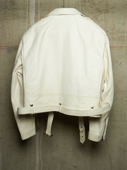 Rick Owens AW25 "CONCORDIANS" MILK Cropped Jumbo Bauhaus Stooges Lamb Leather Jacket