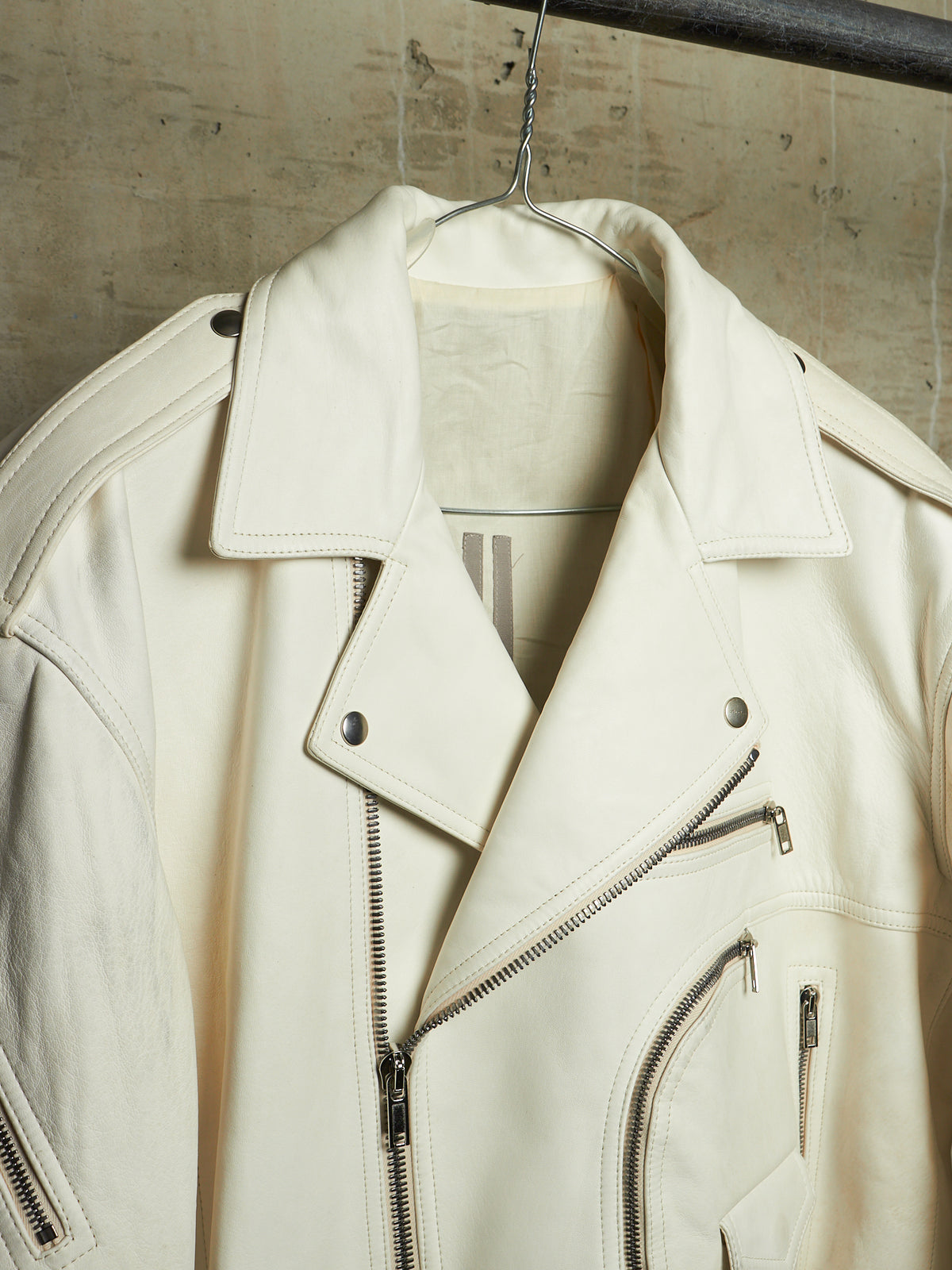 Rick Owens AW25 "CONCORDIANS" MILK Cropped Jumbo Bauhaus Stooges Lamb Leather Jacket
