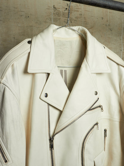 Rick Owens AW25 "CONCORDIANS" MILK Cropped Jumbo Bauhaus Stooges Lamb Leather Jacket